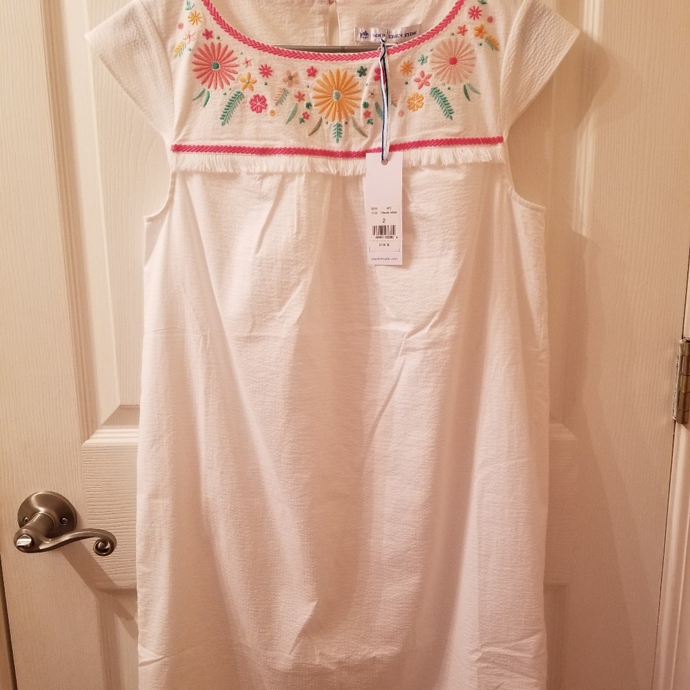 Southern Tide Seersucker Embroidered Dress